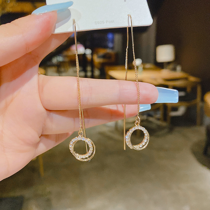 Tassel Threading Long Chain Earrings-belovejewel.com