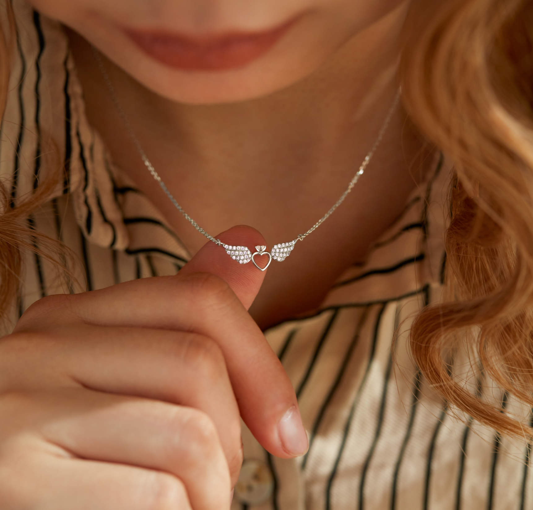 Spread Your Wings And Fly Heart And Angel Wings Necklace-belovejewel.com