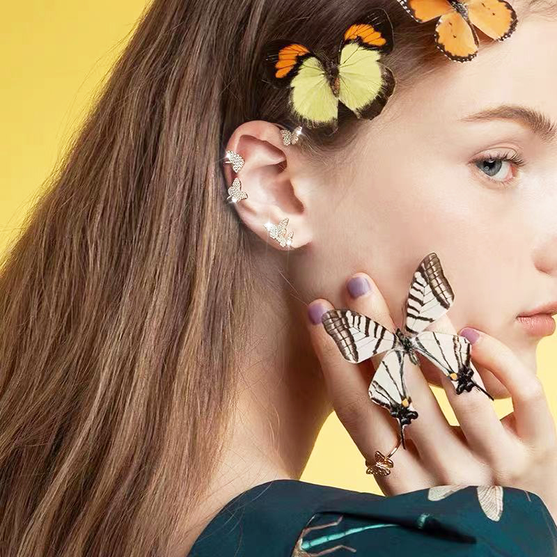🦋Shiny Zircon Butterfly Ear Clips🦋-belovejewel.com