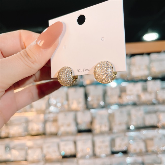 Double-Sided Sparkling Crystal Ball Earrings-belovejewel.com