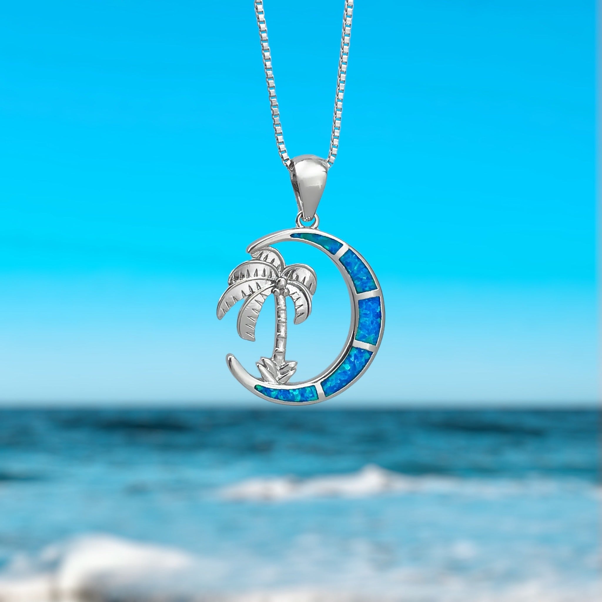 Opal Palm Tree Moonlight Necklace