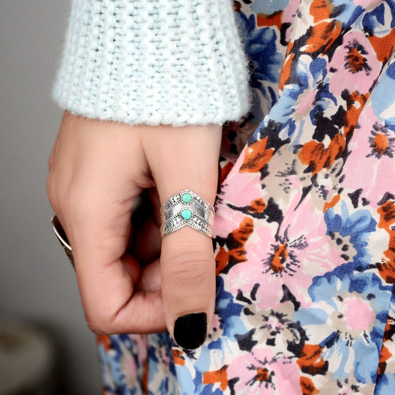 Two Stone Turquoise Ring-belovejewel.com