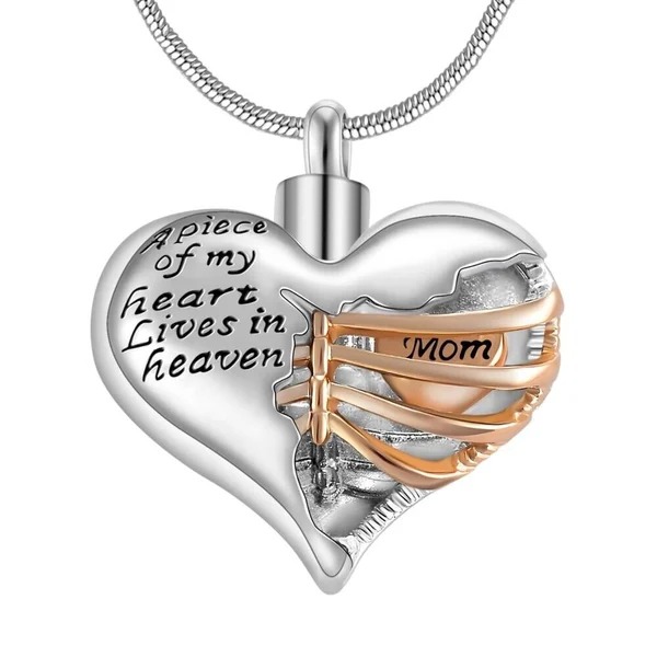 ❤️A Piece Of My Heart Lives In Heaven - Chain and Urn Pendant