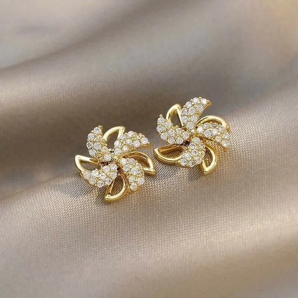 Exquisite Crystal Rotating Windmill Earrings-belovejewel.com