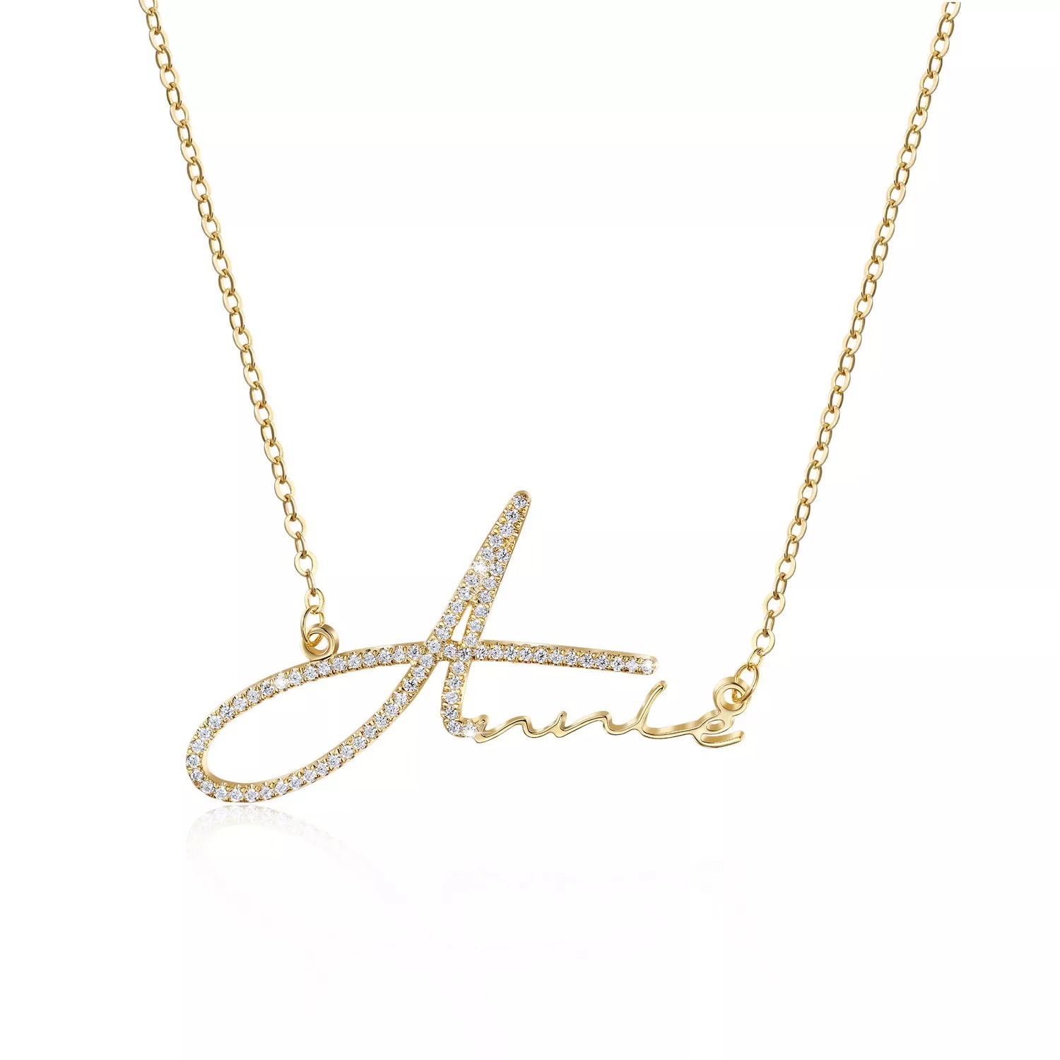 Signature Style Name Necklace With Diamond-belovejewel.com