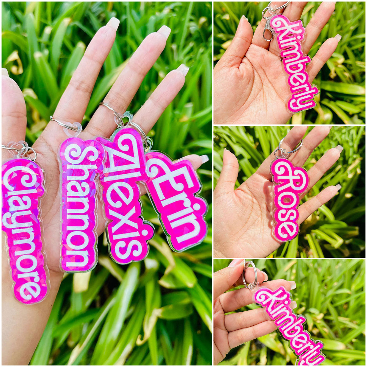 Custom Pink Name Acrylic Keychain