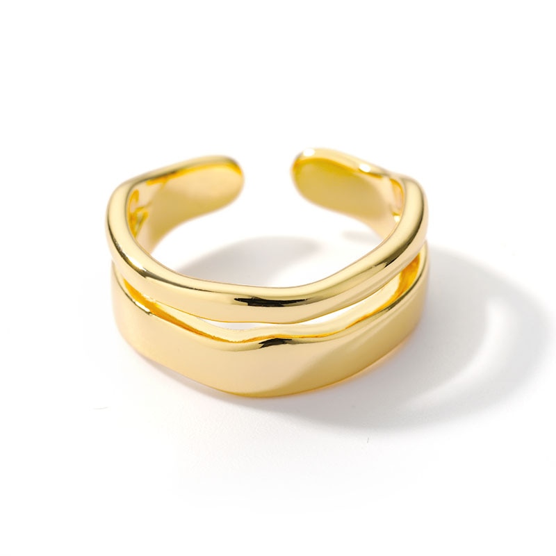 Double Band Geometric Adjustable Stack Ring
