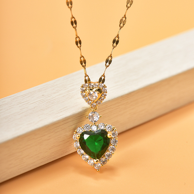 Heart Shaped Necklace Earrings Set-belovejewel.com