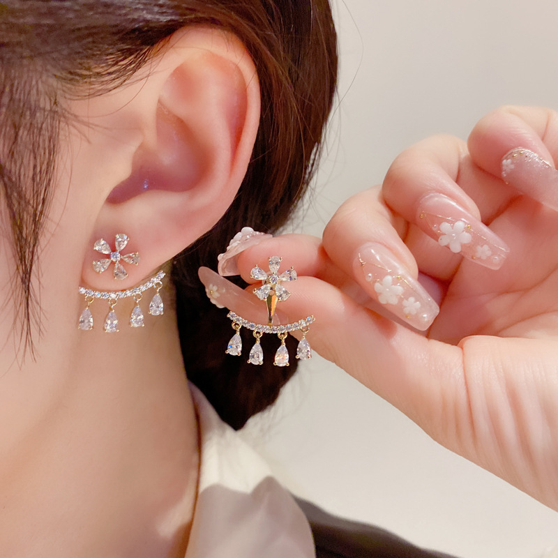 💐MOTHER'S DAY PRE-SALE💝- Zircon Flower Tassel Earrings-belovejewel.com