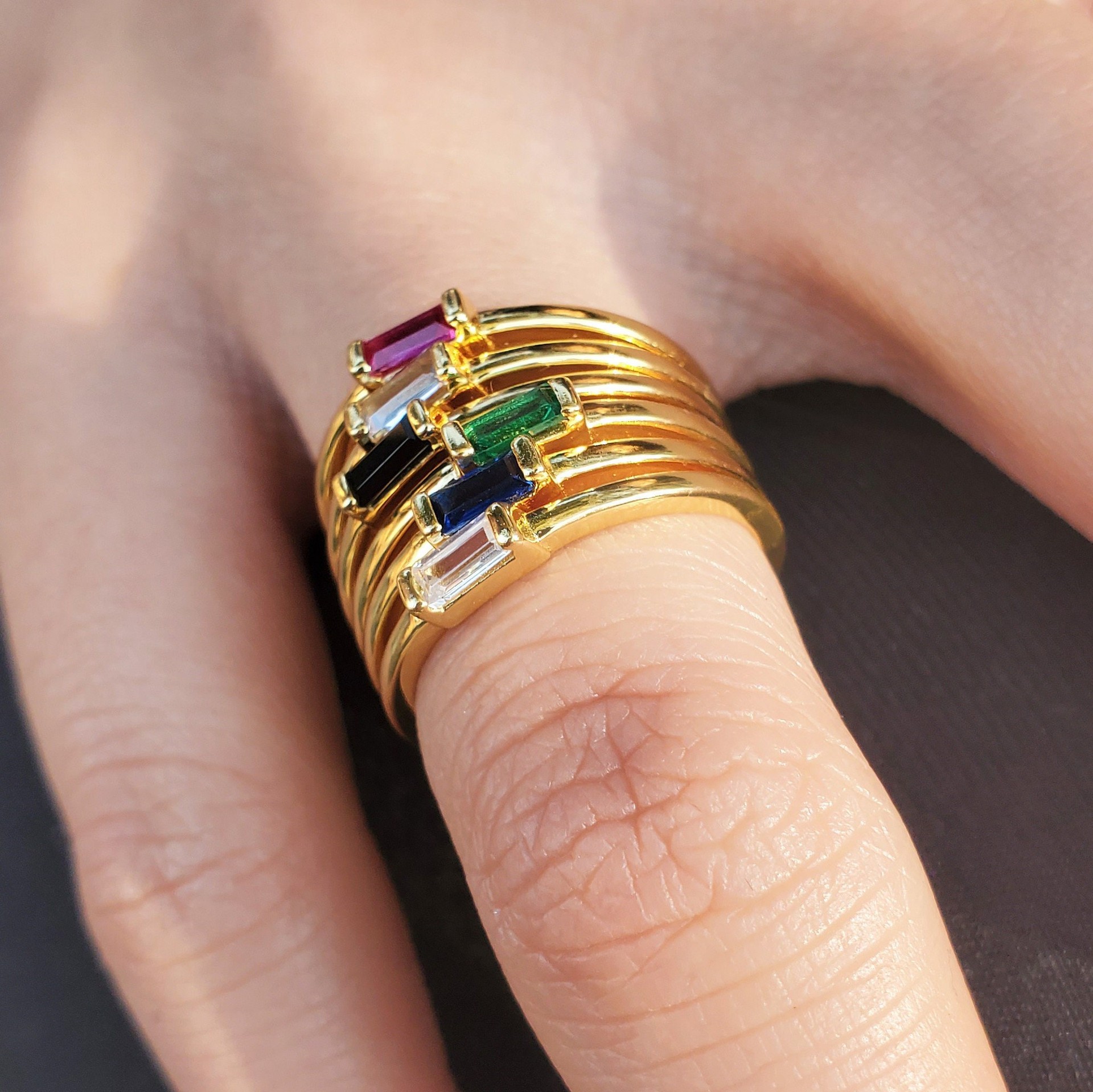 Baguette Birthstone Ring-belovejewel.com