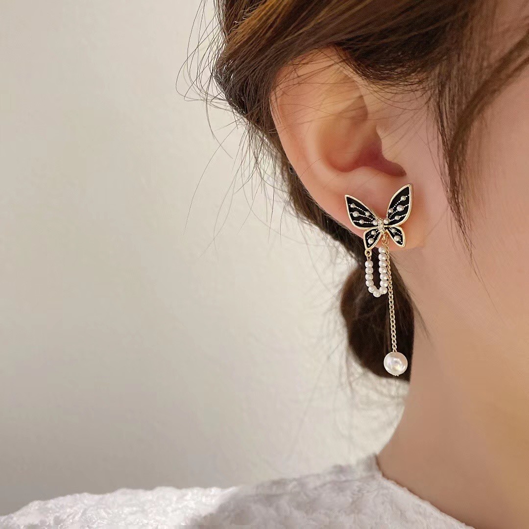 💐MOTHER'S DAY PRE-SALE💝- Butterfly Pearl Chain Earrings-belovejewel.com