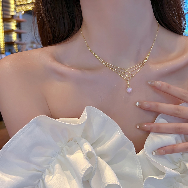 Lace Pearl Necklace-belovejewel.com