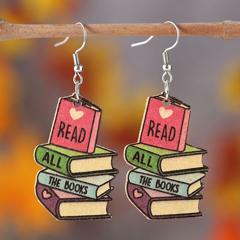 📚Heart Book Wooden Earrings-belovejewel.com