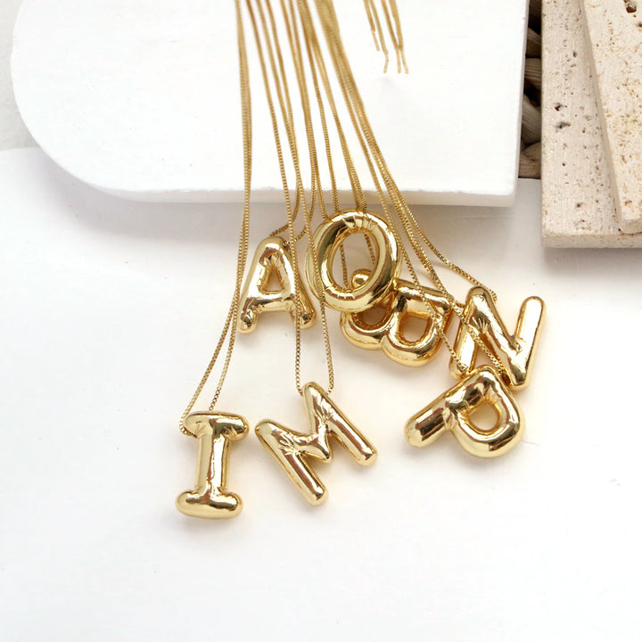 Balloon Alphabet Pendant '18k Gold Plated'-belovejewel.com