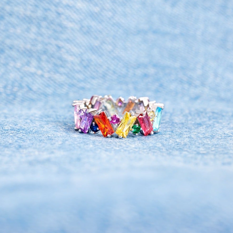 Promise Ring Broken Pieces of Rainbow Ring-belovejewel.com