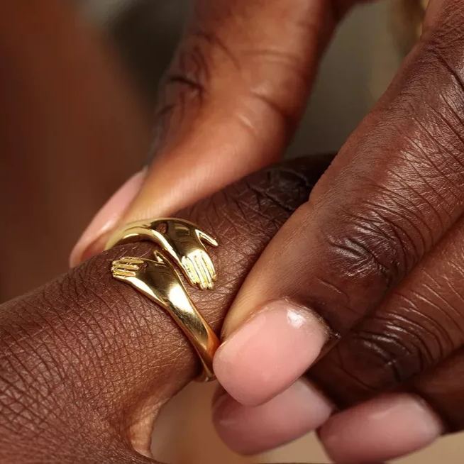 Hug Ring - Couple Love Hugging Hand Stackable Ring-belovejewel.com