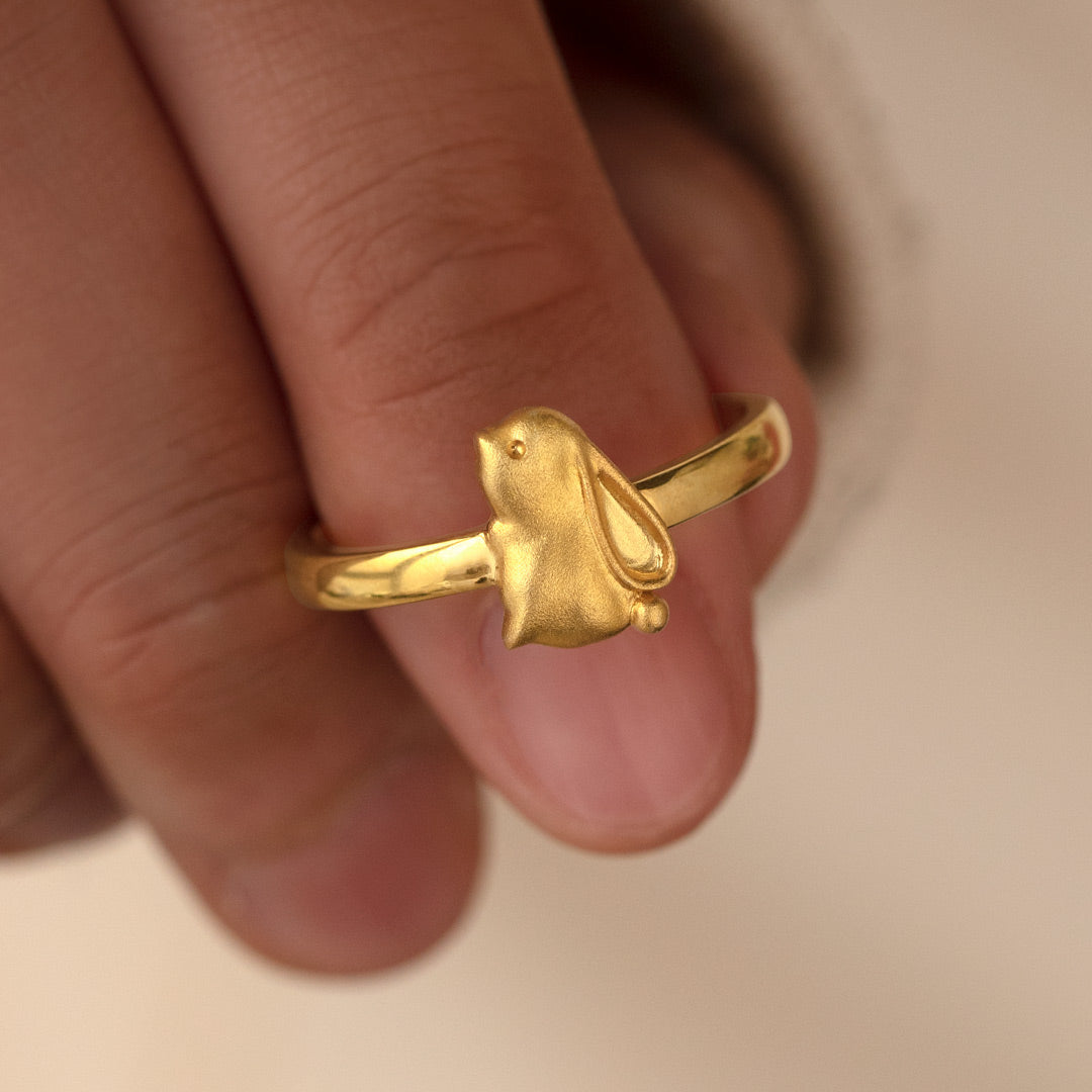 Don't Worry Be Hoppy Bunny Ring-belovejewel.com