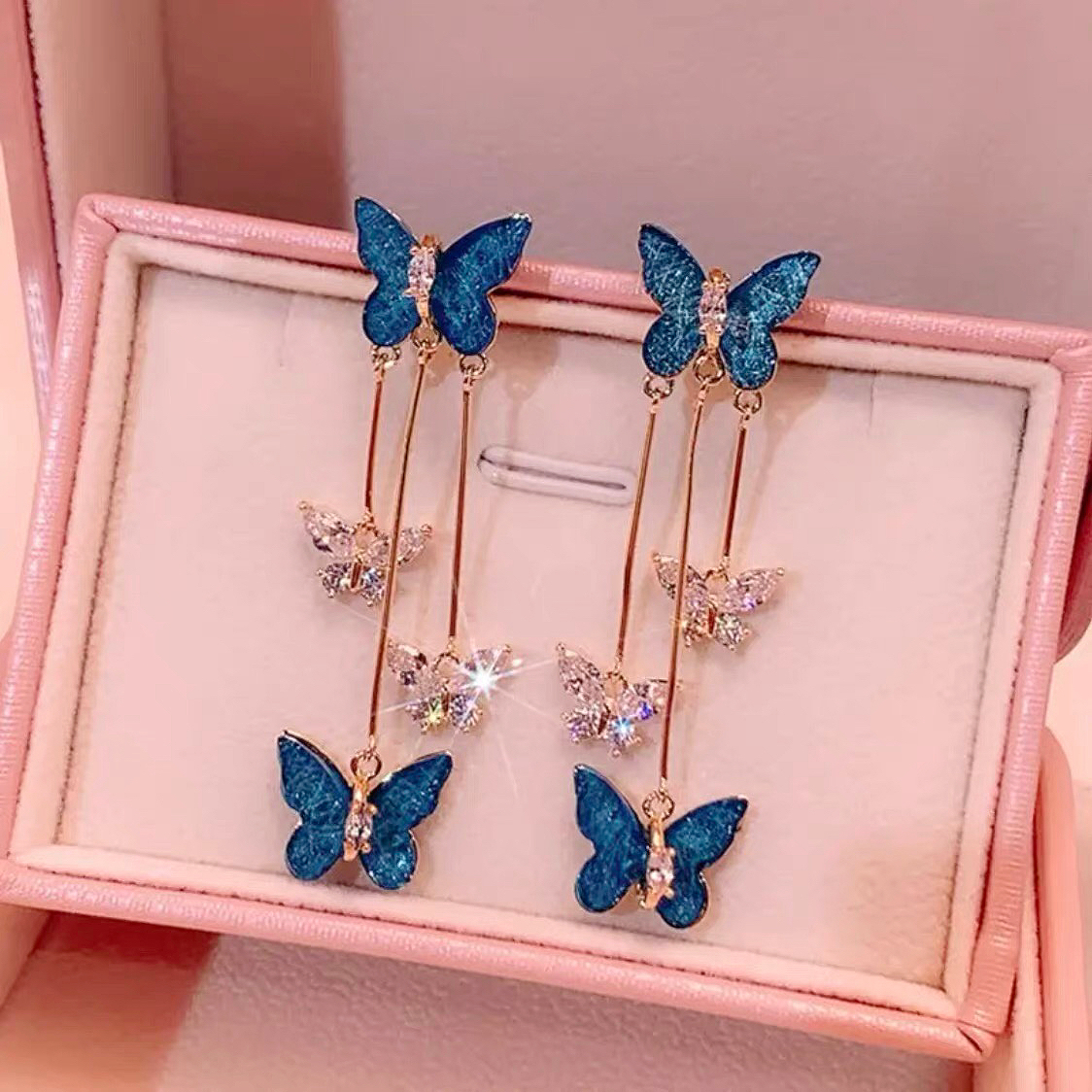 LAST DAY 70% OFF - Crystal Butterfly Tassel Earrings (Buy 2 Free Shipping)