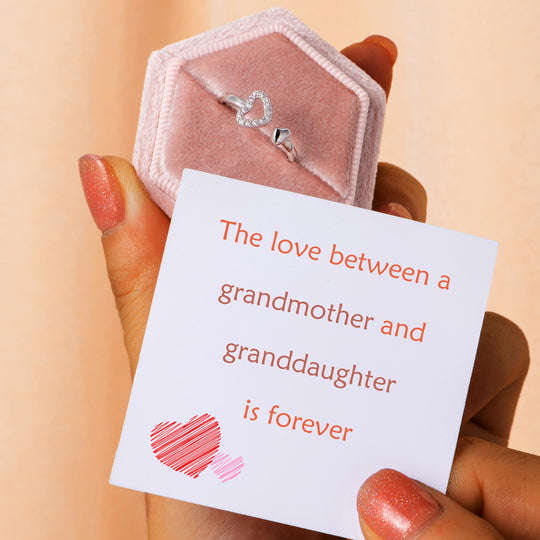 "THE LOVE BETWEEN A GRANDMOTHER AND GRANDDAUGHTER IS FOREVER" S925 STERLING SILVER FREE ADJUSTABLE RING-belovejewel.com