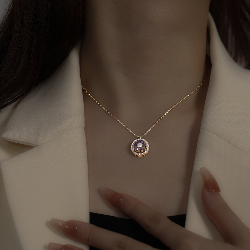 Luxury Crystal Sunflower Fidget Necklace-belovejewel.com