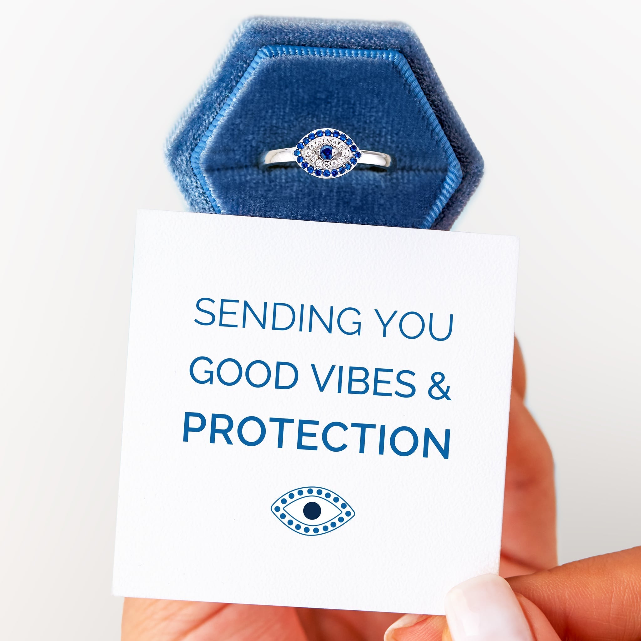 Sending You Good Vibes and Protection Evil Eye Ring-belovejewel.com