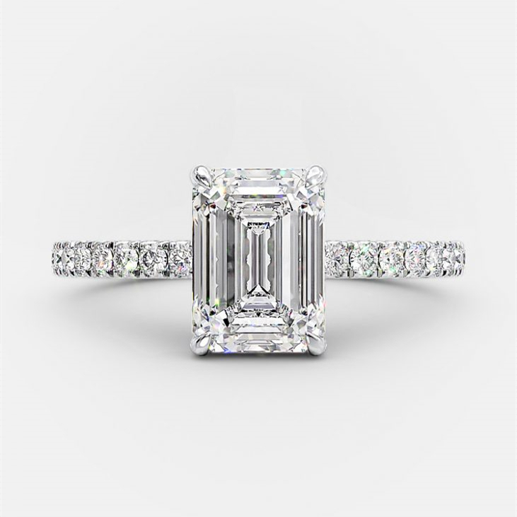 Emerald Engagement Diamond Ring-belovejewel.com