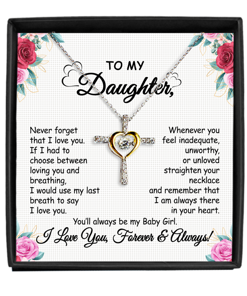 Gift To My Baby Girl Daughter - Cross Dancing Necklace With Message Card