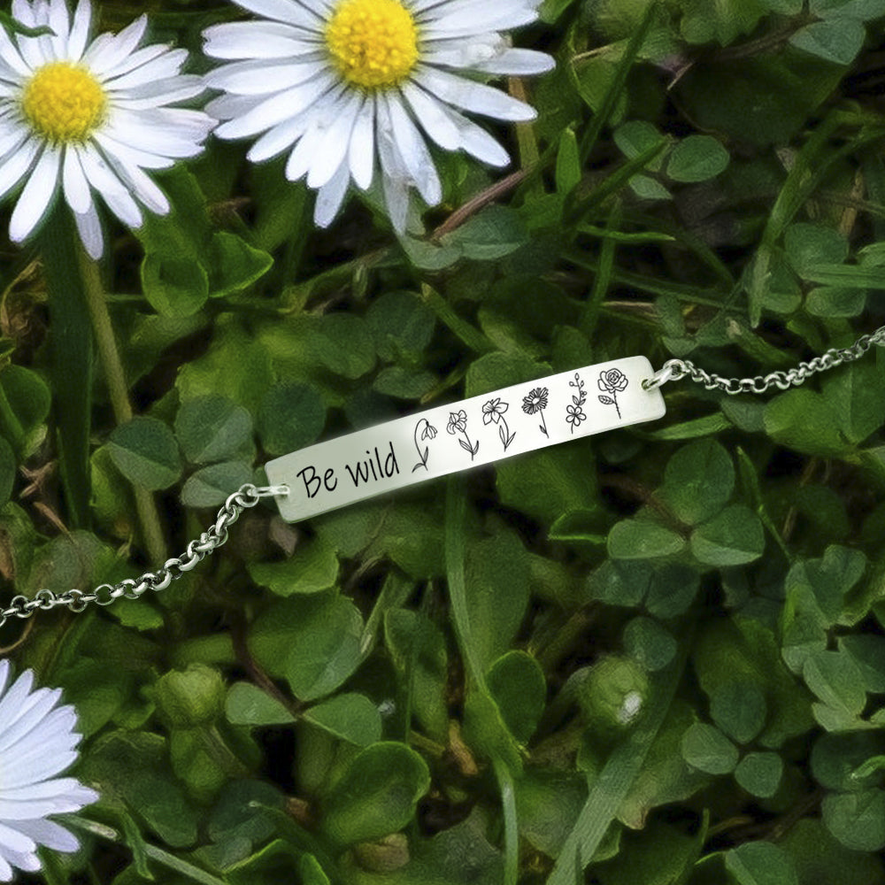 Sterling Silver Birth Month Flower Bracelet 