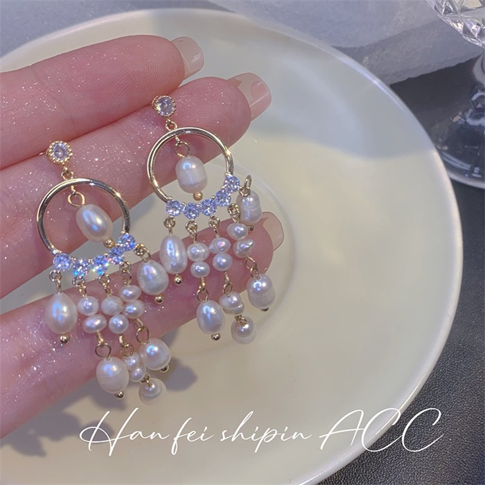 Pearl Dream Catcher Tassel Earrings-belovejewel.com