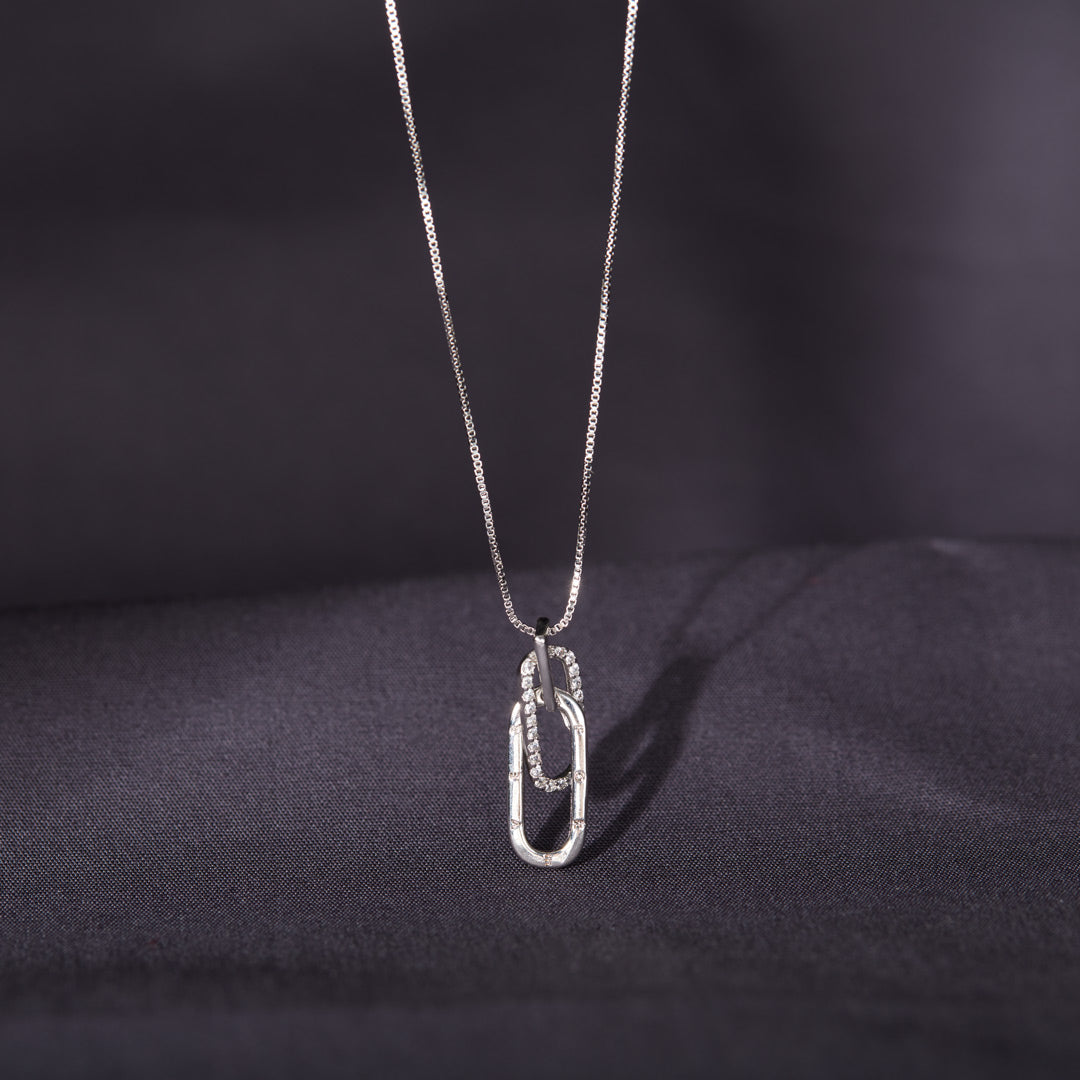 Linked Together Rectangle Interlocking Necklace-belovejewel.com