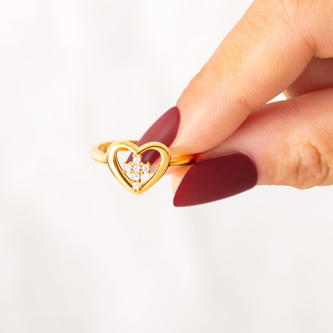 Trust In the Lord Cross In Heart Ring-belovejewel.com