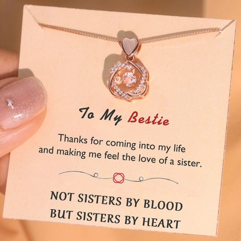 For Friend - Not Sisters By Blood But Sisters By Heart Love Knot Necklace-belovejewel.com