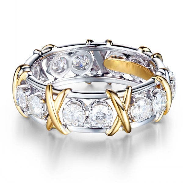 Sterling Silver Cross Full Diamond Ring-belovejewel.com