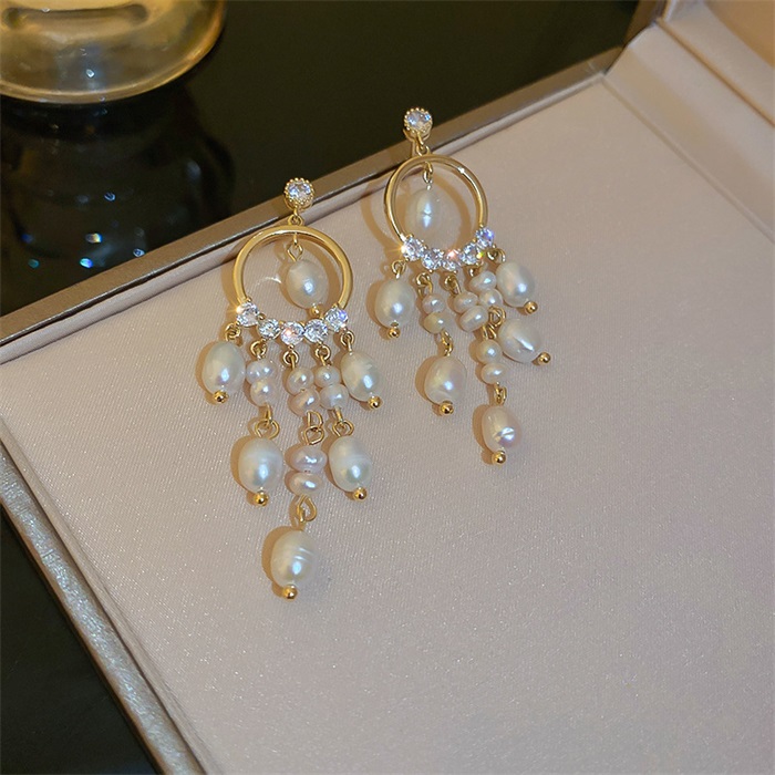 Pearl Dream Catcher Tassel Earrings-belovejewel.com