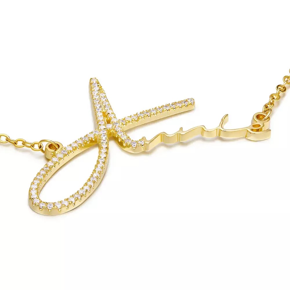 Signature Style Name Necklace With Diamond-belovejewel.com
