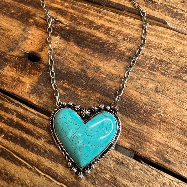 🎁Heart-Shaped Turquoise Necklace-belovejewel.com