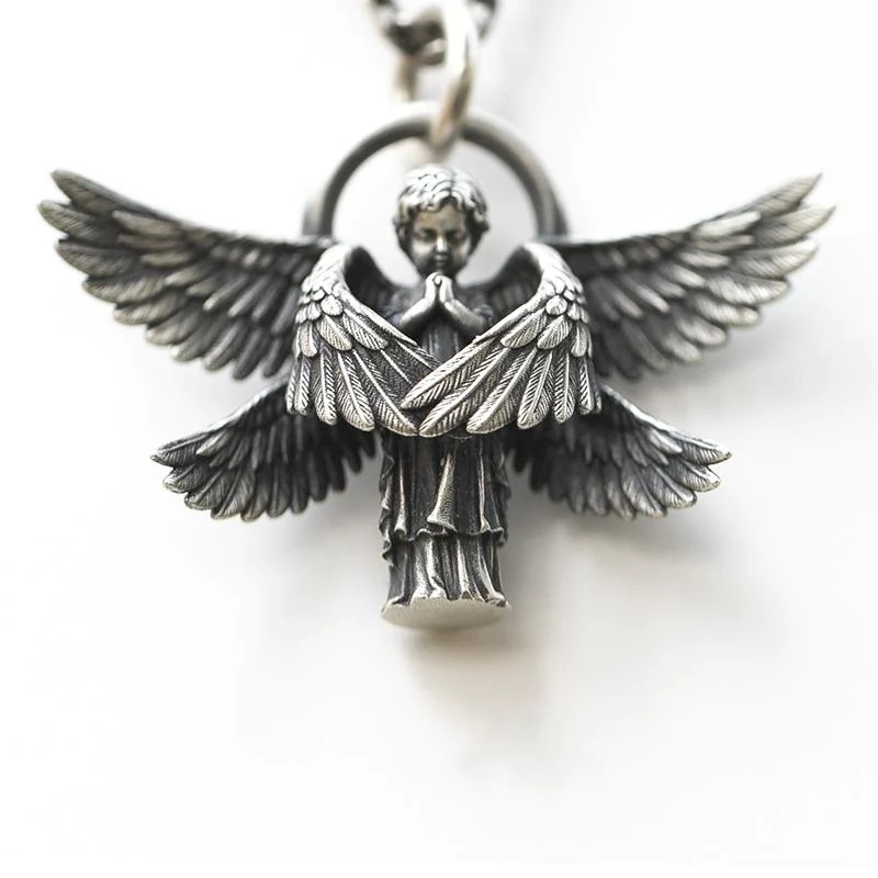 Seraph Angel Pendant Necklace Angel Wings Amulet-belovejewel.com