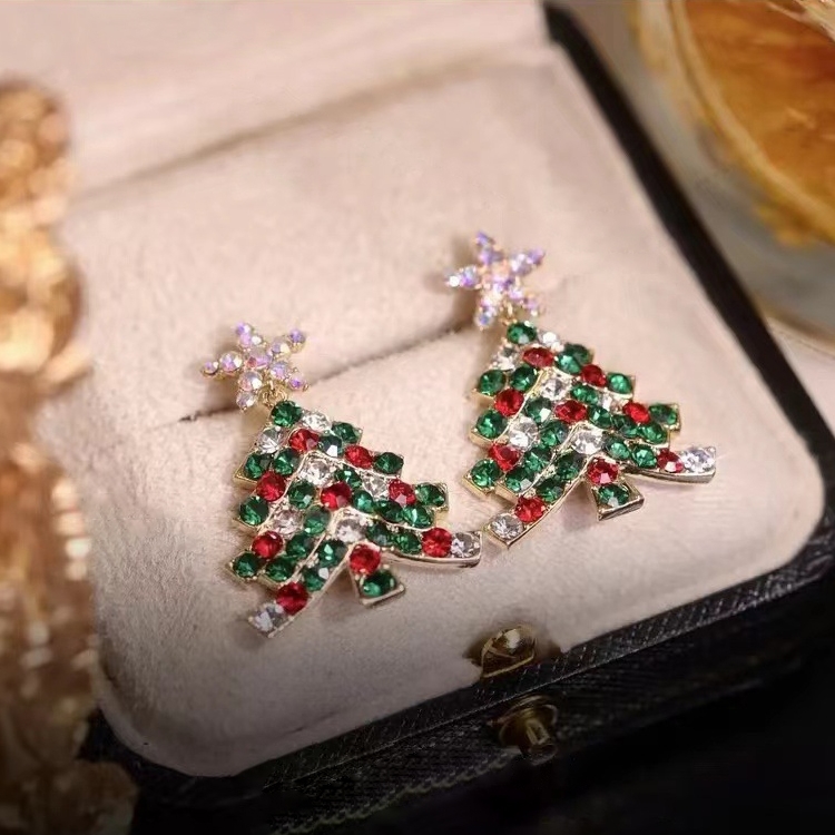 Christmas Gift For Her -Shiny Christmas Tree Earrings