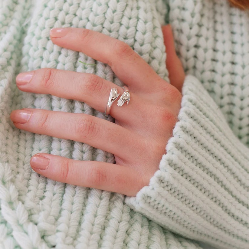 Hug Ring - Couple Love Hugging Hand Stackable Ring-belovejewel.com