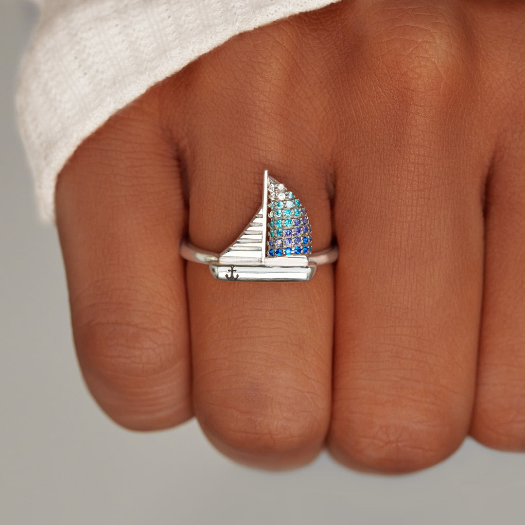High Tide Or Low Tide Sailing Ship Ring-belovejewel.com