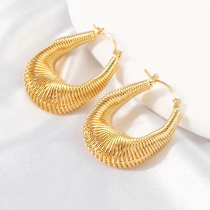Golden French Style Wavy Earrings