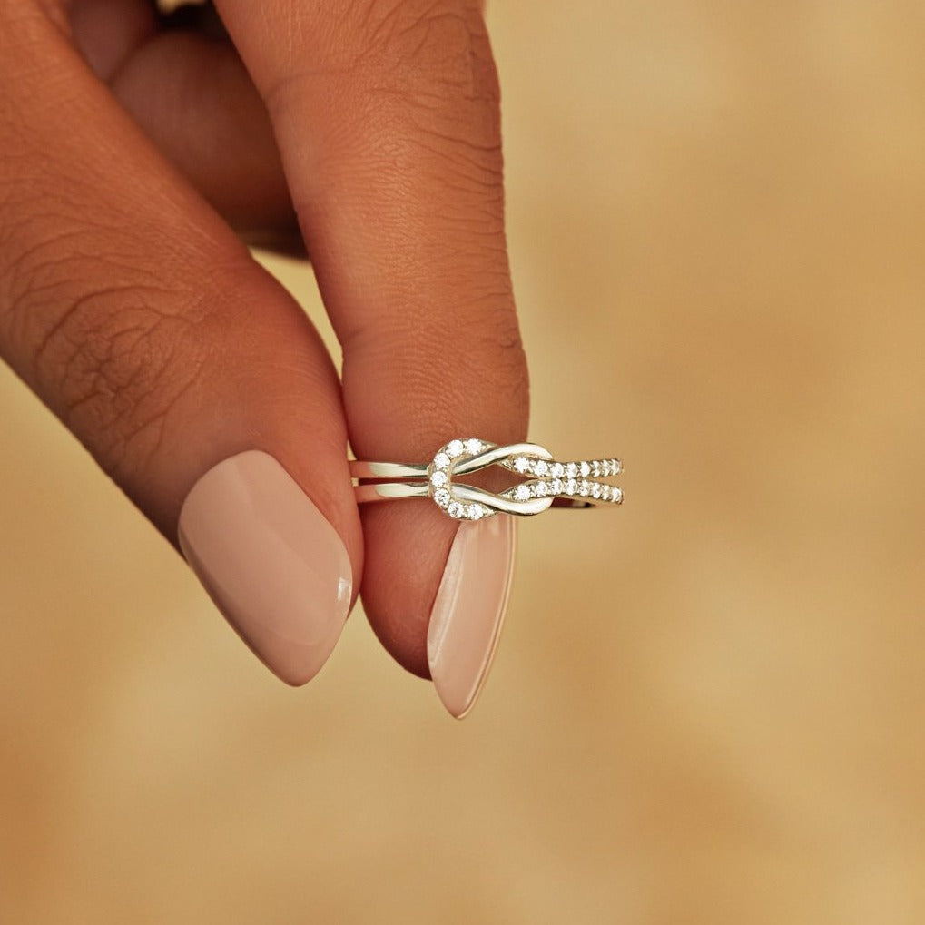 Grandmother & Granddaughter Square Knot Ring-belovejewel.com