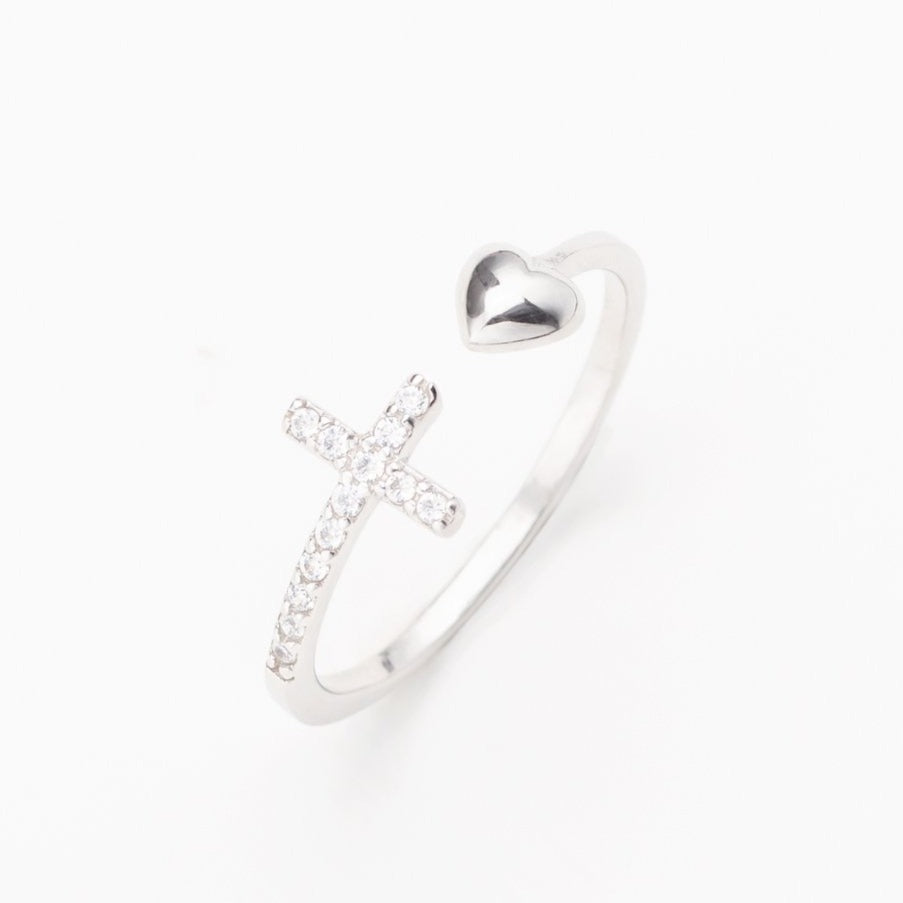 Pray Through It Cross & Heart Ring-belovejewel.com