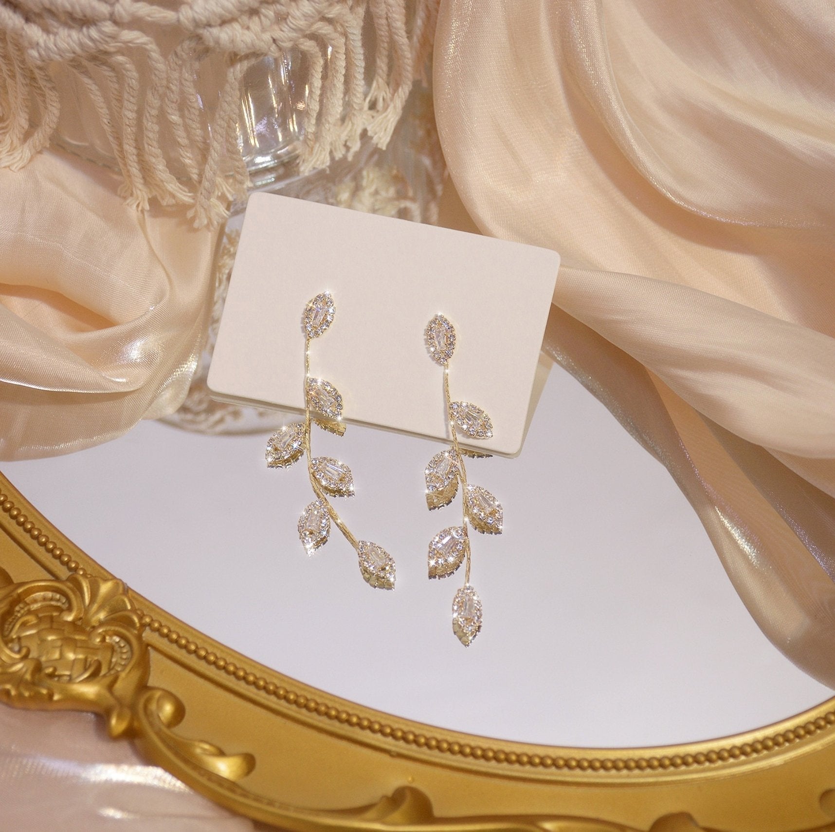 Gold Plated Crystal Vine Earrings
