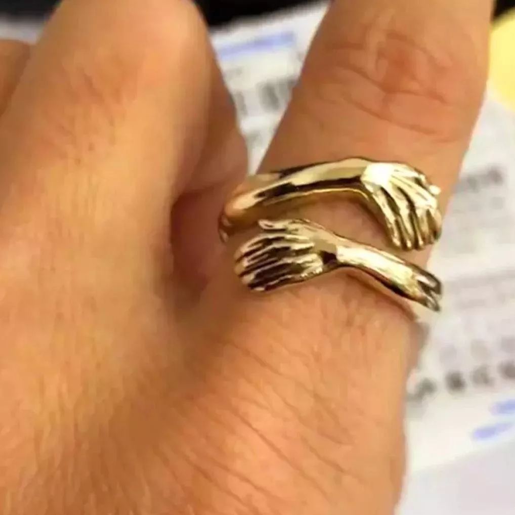 Hug Ring - Couple Love Hugging Hand Stackable Ring-belovejewel.com