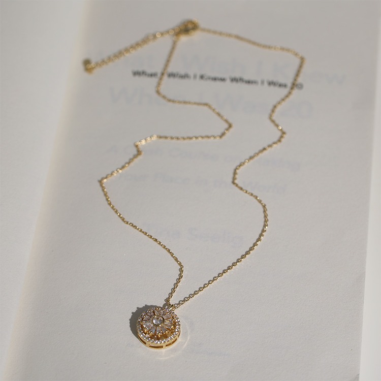 Luxury Crystal Sunflower Fidget Necklace-belovejewel.com