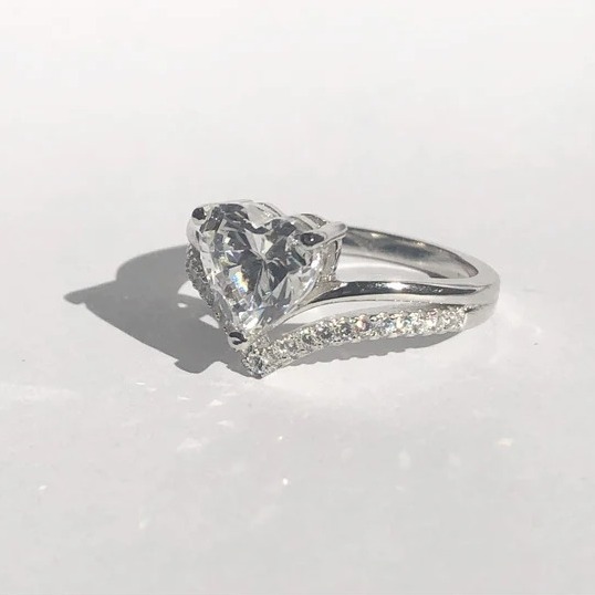 Heart Shaped Moissanite "AMOR" Ring-belovejewel.com