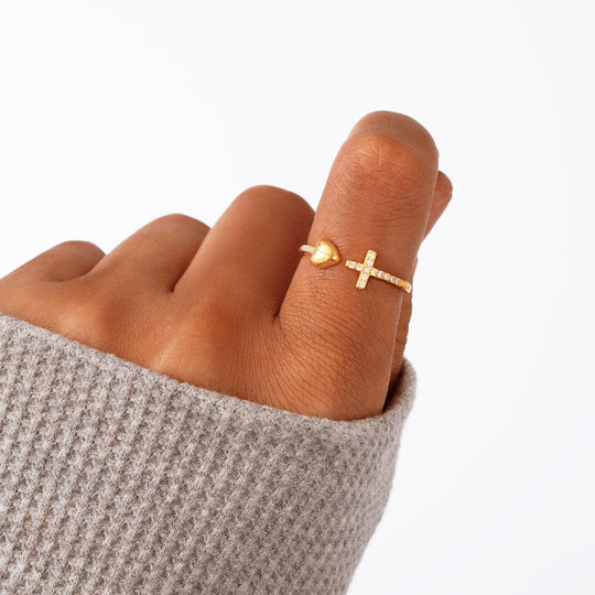 Pray Through It Cross & Heart Ring-belovejewel.com