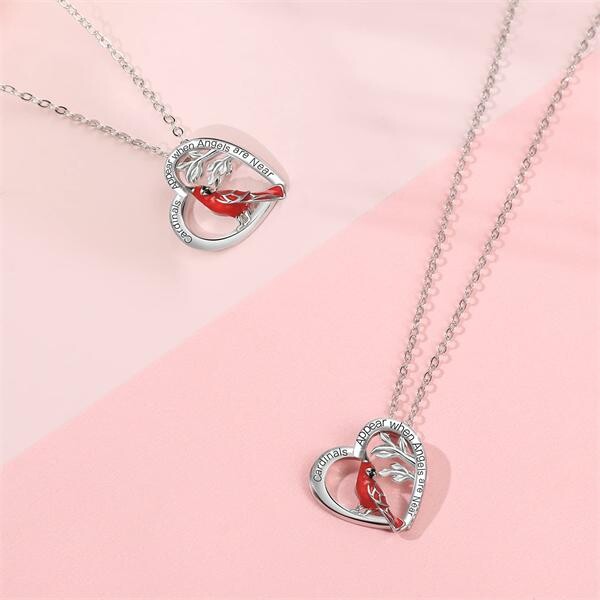 Cardinal Heart Pendant Necklace🎁The Best Gifts For Your Loved Ones💕-belovejewel.com