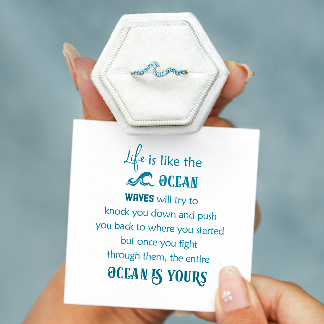 Life Is Like The Ocean Pavé Wave Ring-belovejewel.com